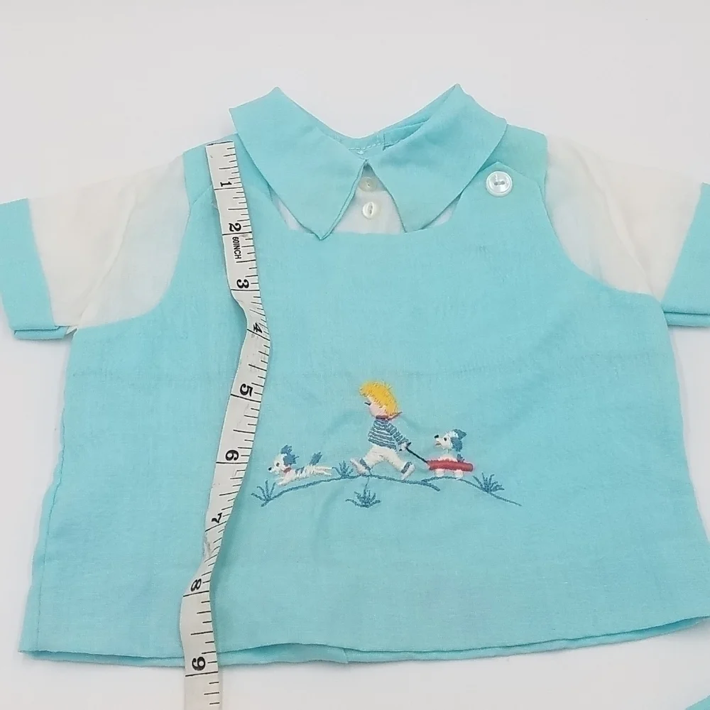 Vintage Handmade Set Boy Dog Shirt Shorts NB